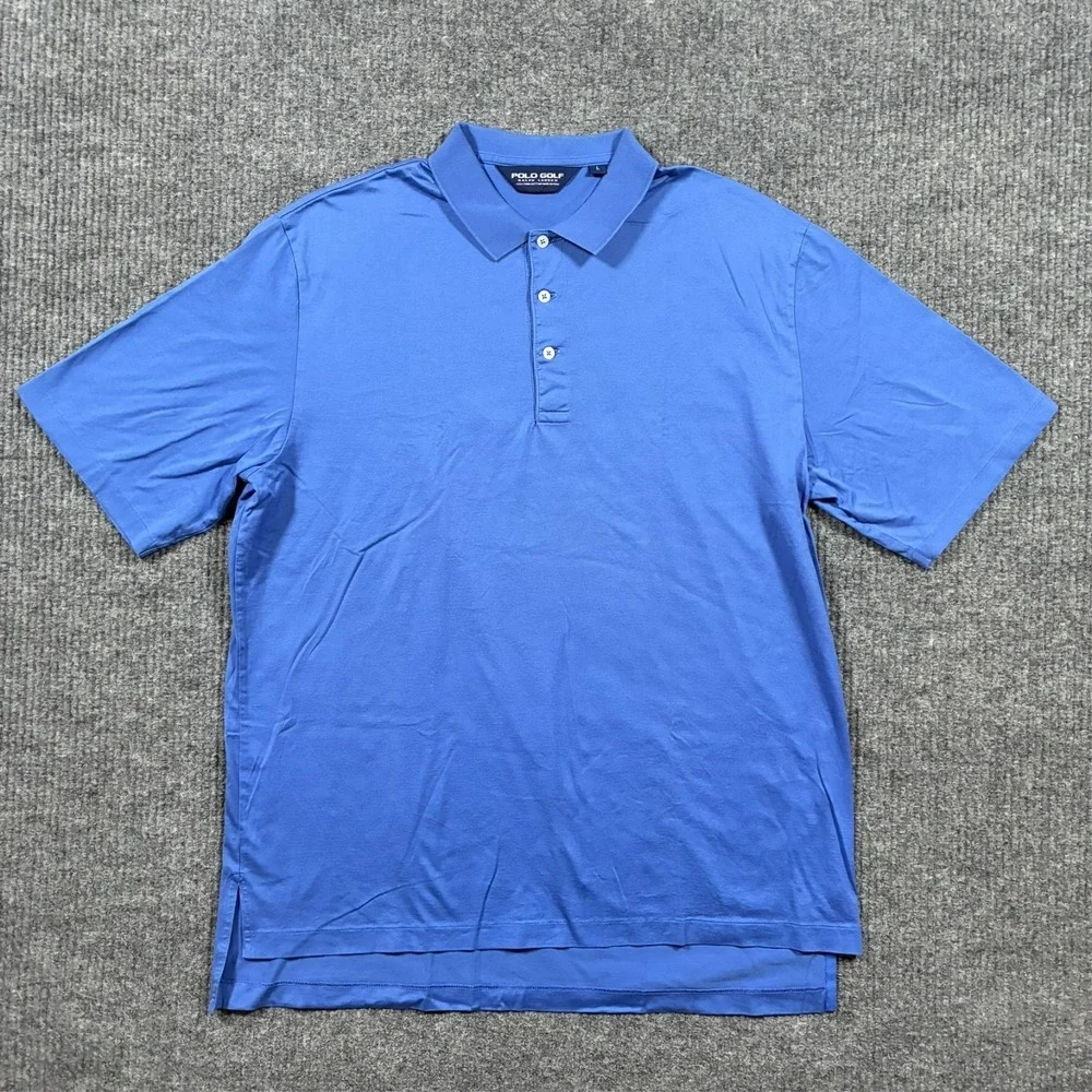 Polo Golf Ralph Lauren Men's Polo Shirt L Blue Pima Cotton High-Low Short Sleeve